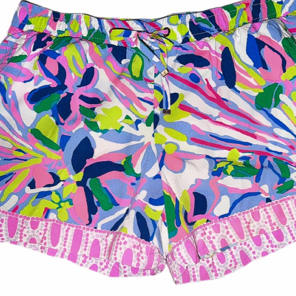 Lilly Pulitzer Womens sz med Rayonne colorful lightweight shorts with drawstring - Picture 3 of 12